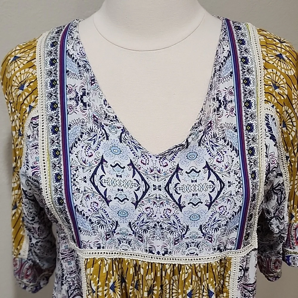 Sundance Terraza Dress Tunic Mixed Print Floral Geometric Boho size Small - Picture 3 of 11